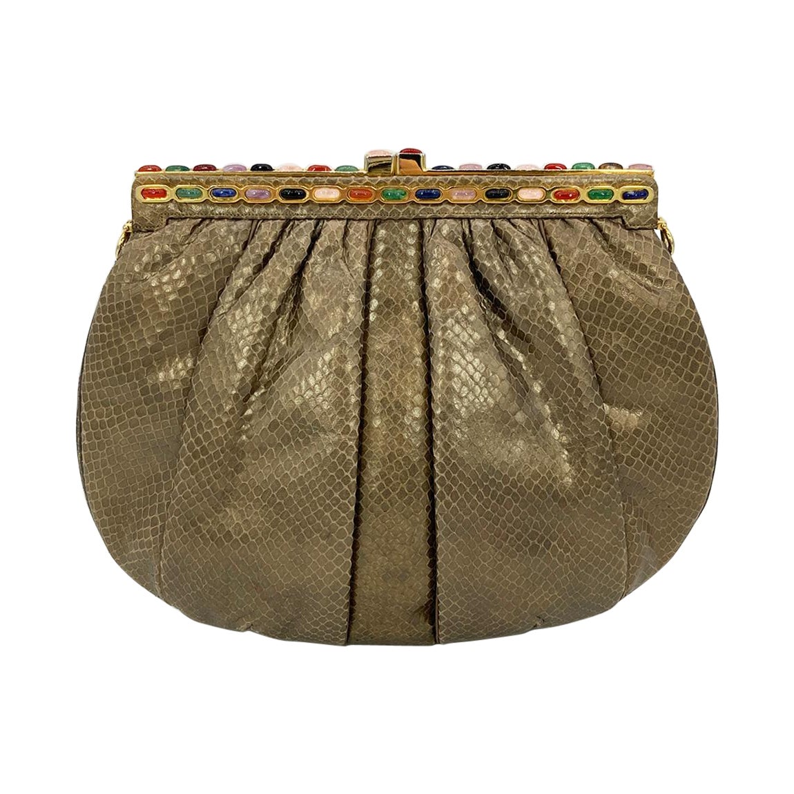 Vintage Judith Leiber Horn Lizard Leather Beige Handbag Clutch Purse –  Mitchell Sotka